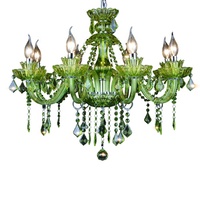 Lustre moderne à LED vert pour chambre à coucher et cuisine, luminaires en verre de couleur verte, Lustre De Cristal Teto