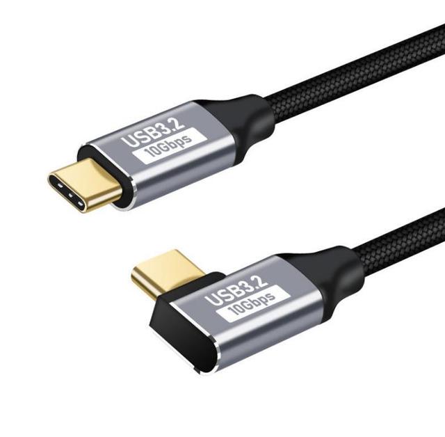 1m 5A 100w 4k 20Gbps USB Type c 3.1 GEN2 90 Degree Bend Angle Type c QC Fast Charging Braided Nylon Phone Cable Type c Cable