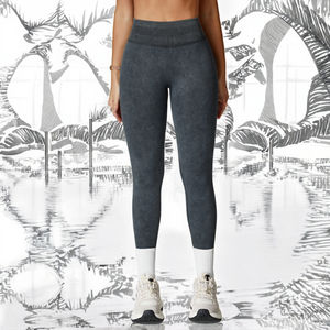 New Arrival Solid Seamless Sand Washed High Waist Four-Way Stretch Quick Dry Breathable Ankle-Length <b>Yoga</b> <b>Leggings</b> Pants <b>Women</b> - Product Image 3