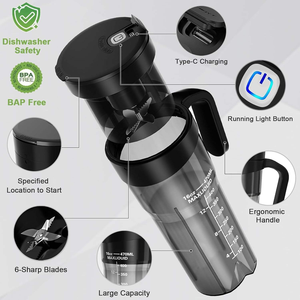 Bouteille de <span class=keywords><strong>shaker</strong></span> à protéines électrique portable de 16 oz, étanche IPX7, nouveau modèle, rechargeable par USB, gobelet mélangeur personnel, taille personnelle, IPX7 USB - Product Image 6