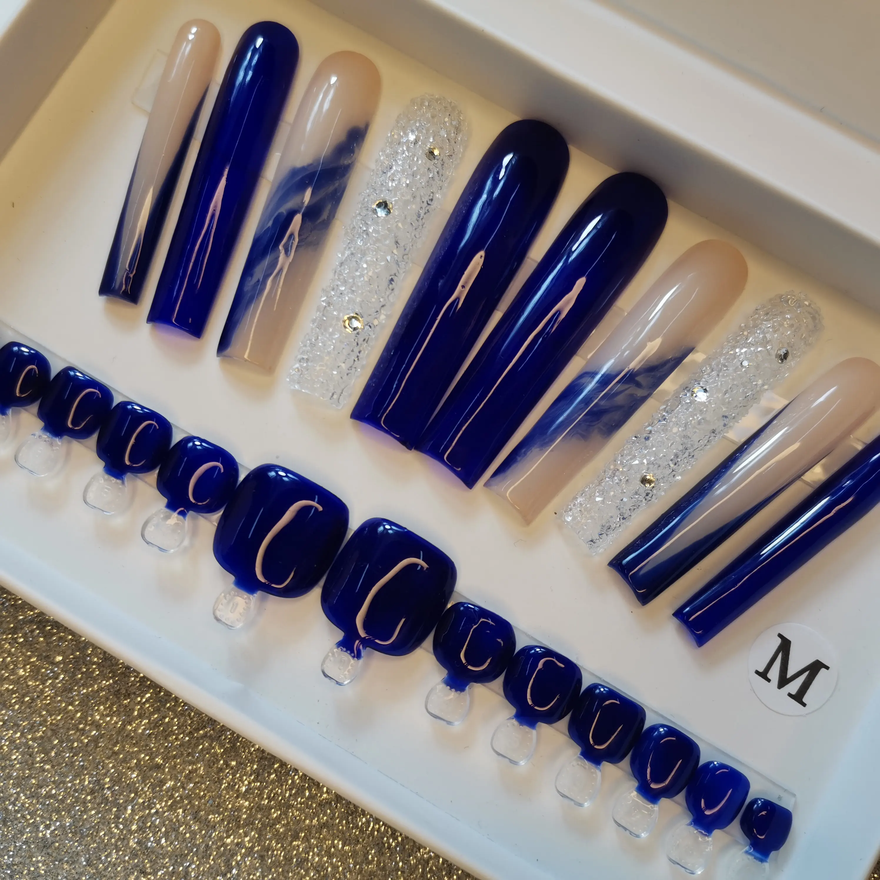 Xxl Lengte Kunstmatige Vingernagels En Teennagels Set Acryl Materiaal Met Luxe Decoratie Extra Lange Druk Op Nagels Combo Kit