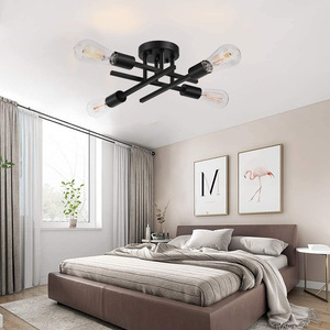 Lámpara colgante de techo de hierro de madera, luz minimalista de estilo campestre - Product Image 3