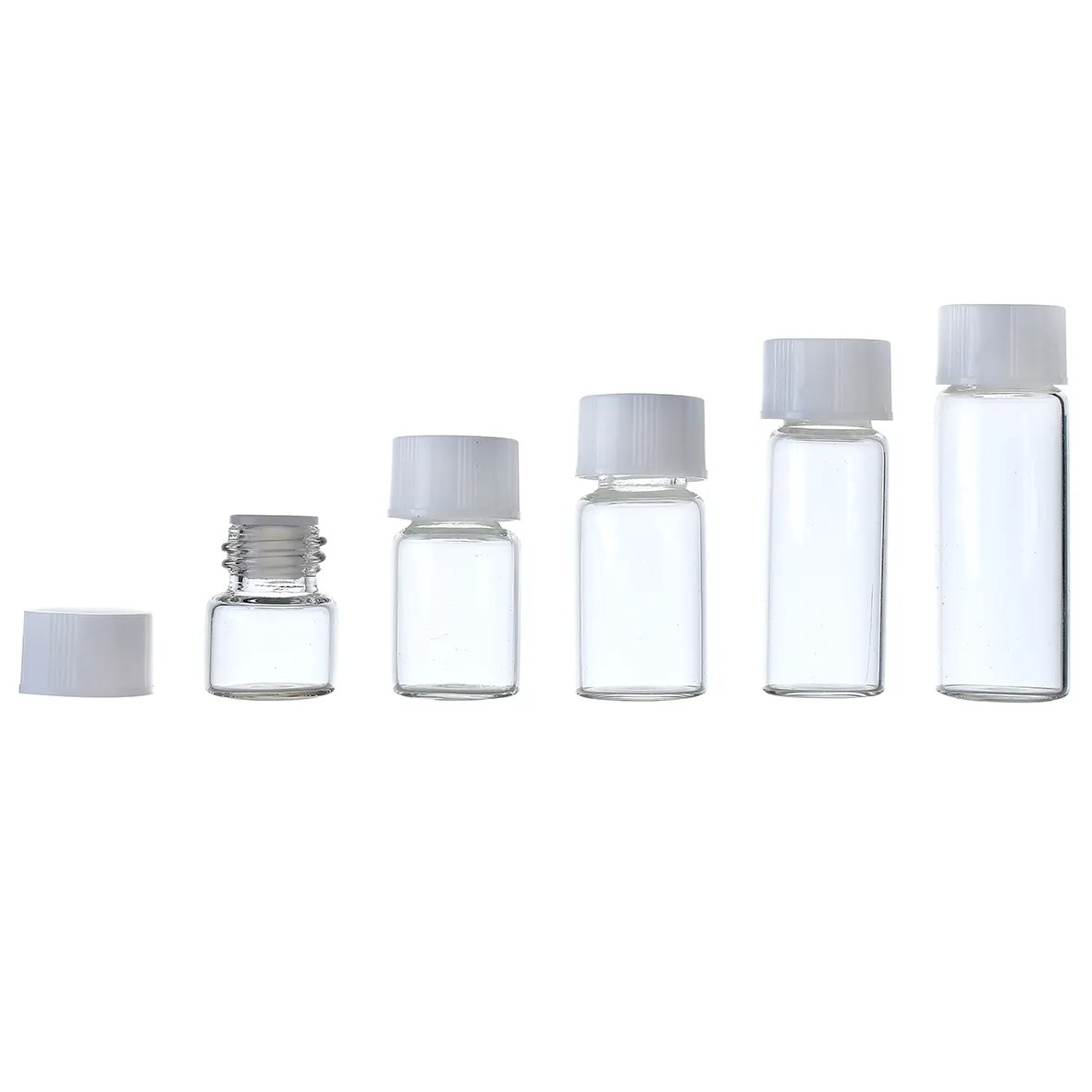 0.5ml 1ml 2ml 3ml 4ml mini glass serum bottle glass vial with white cap perfume sample display bottles