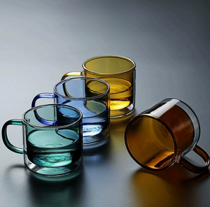 Mugs à double paroi isolants pour bière, lait, eau, DFM01 250ml, transparents, plusieurs couleurs - Product Image 2