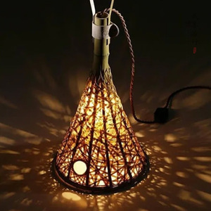Bamboo Woven Pendant Lights Bell Shape E27 Led Home <b>Decoration</b> <b>Lighting</b> Fixtures Zen Tea Room Style Easy Installation - Product Image 2