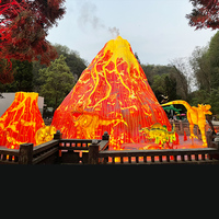Dino Thème Parc Décoration Festival Chinois LED 3D Dinosaure Volcan Lanterne En Soie à vendre