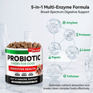 Probióticos para mascotas para perros, enzimas digestivas, tratamiento para la salud intestinal, masticables, alivio antidiarrea, suplemento de fibra prebiótica, probióticos para perros - Product Image 3