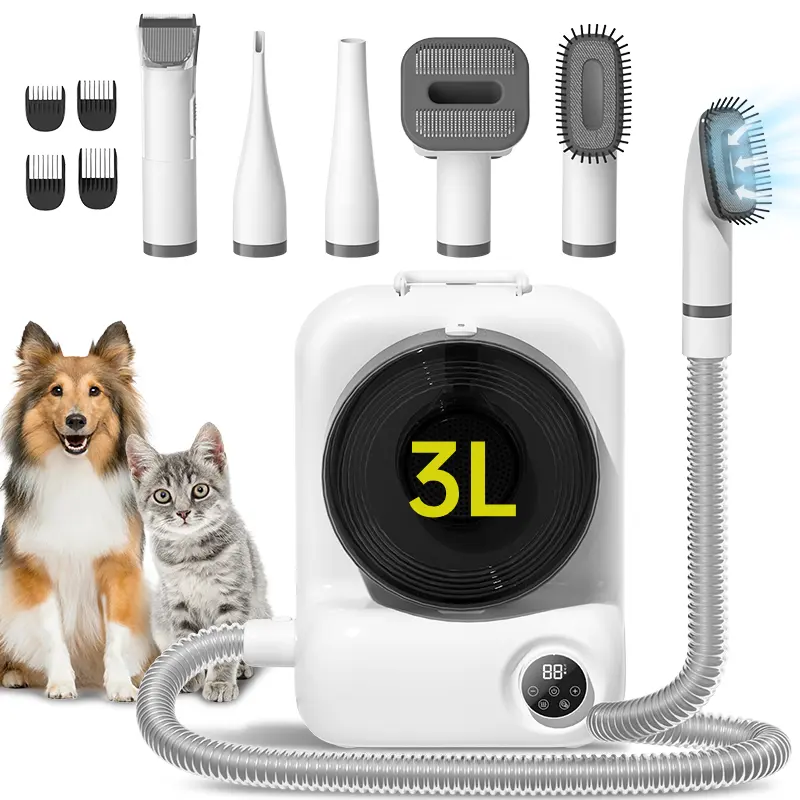 The Latest Groomdora 4-in-1 Groomer Kit with Blow Dryer  Vacuum  Clipper for Cats Dog Grooming Vacuum