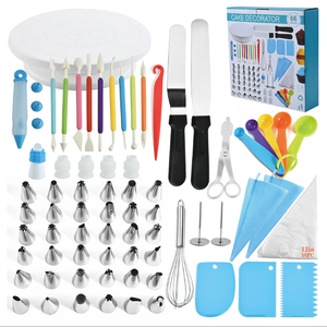 Conjunto de herramientas de repostería para principiantes, suministros de decoración de pasteles con tocadiscos, 30 boquillas y bolsas, espátula, 66 Uds. - Product Image 1