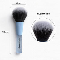 Ensemble de 3 pinceaux de maquillage portables, mini pinceaux professionnels de voyage pour fond de teint, blush et anticernes, kit cosmétique synthétique bleu de luxe