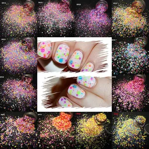 NEON Matte 12 Colors Solvent Resistant Chunky Glitter Mix Hexagon Flake Shape <b>Sequin</b> for DIY Gel Nail <b>Art</b> Polish,Face,Body,Slime - Product Image 5