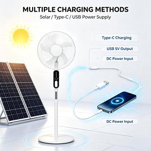 Nouveaux ventilateurs solaires rechargeables pour voiture et maison, ventilateur tour sur pied à deux niveaux - Product Image 4