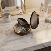Étui compact de luxe à couvercle rabattable pour poudre avec houppette, emballage de maquillage, contenant vide pour blush, OEM/ODM