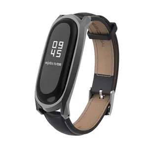 Mijobs 정품 가죽 GT Mi Band 3 4 5 6 7 교체 스마트 팔찌 스트랩 팔찌 상자 Xiaomi 7 6 5 4