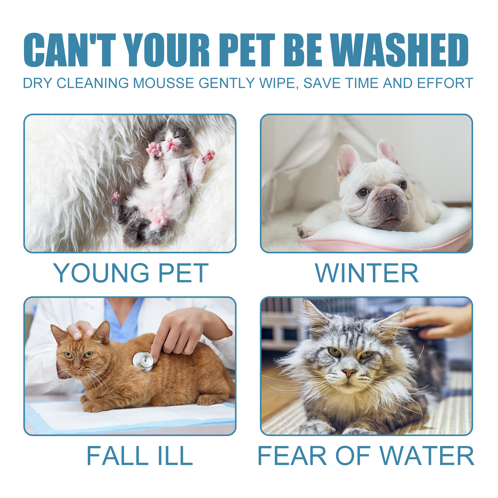 60ml Waterless Pet Cleaning Mousse – Gentle Dry Shampoo Foam for Dogs & Cats, No-Rinse Grooming Care - View 3