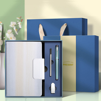 Coffret Cadeau Papeterie Premium Bleu Dégradé 4-en-1 : Carnet en Cuir PU et Stylo pour Anniversaire d'Entreprise