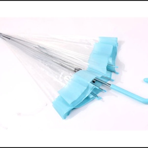 Manual Open Solid Blue Dome Transparent PVC Fabric-Straight Umbrella Metal Fiberglass <b>Frame</b> 102cm Diameter Business Gifts Modern - Product Image 2