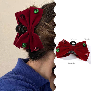 <span class=keywords><strong>Pince</strong></span> à cheveux en velours coréen avec nœud papillon en <span class=keywords><strong>tissu</strong></span>, accessoire de coiffure élégant pour femmes, style de noël, clochette, <span class=keywords><strong>pince</strong></span> à cheveux rétro antidérapante - Product Image 2