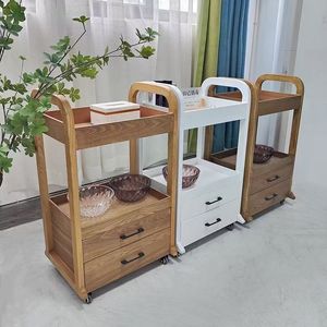 Sober Durable Beauty Salon Furniture Solid Wood Beauty <b>Tool</b> <b>Cart</b> With Double Drawers - Product Image 1