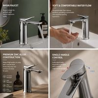 Robinet de lavabo moderne monocommande en alliage de zinc de haute qualité, finition chromée, mitigeur chaud/froid pour salle de bain, avec valve en céramique
