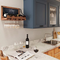 Étagère murale en bois personnalisée pour bouteilles de vin, support à verres, rangement, présentoir, décoration de bar, organisateur de vin rustique, vente en gros