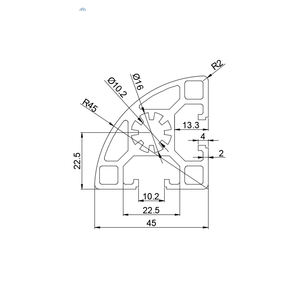 中国制造商 OB4545R 工业 T 型槽铝型材 45x45 毫米 R 形 3030 4040 4545 OEM 供应商 # 8078 - Product Image 2