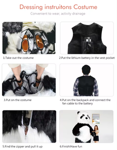 Efun Lange Vacht Reuze Opblaasbaar Wandelende Panda Mascottekostuum Lang Haar Poolbeer Teddy Mascottekostuum Panda voor Volwassenen - Product Image 4