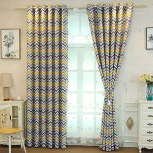 Nordic style geometric moire striped digital printed blackout curtain cloth fabric for window and door