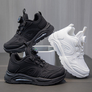 Cómodos Tenis Campus en Blanco y Negro para Niños, <span class=keywords><strong>Niñas</strong></span> y Estudiantes con Nuevo Diseño Transpirable y Botón Giratorio de Goma para Invierno y Primavera - Product Image 1