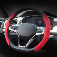 Confort de conduite, housse de volant en daim à deux pièces avec boucle, universelle, pour automobile, housse de volant de luxe avec monogramme