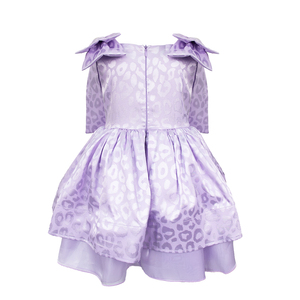 <span class=keywords><strong>Vestito</strong></span> da <span class=keywords><strong>bambina</strong></span> lilla con stampa leopardata jacquard e fiocco, abito da festa per bambine, <span class=keywords><strong>vestito</strong></span> da principessa con scollo quadrato e balze, abbigliamento firmato in raso per compleanno - Product Image 3