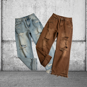 Baggy Vintage jambe droite Fit pantalon grande taille Hip Hop jean Streetstyle mode personnalisé hommes jambe large jean délavé pantalon - Product Image 2