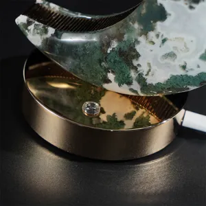 Factory Price Hot Sale Crystal Quartz Moss Agate Moon Lamp Stand Color Changing Light For Home Decoration