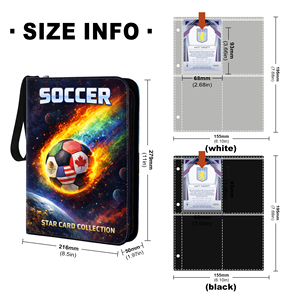 Carpeta de Colección de Tarjetas Deportivas de Fútbol, Diseño Personalizado, con 4 Bolsillos con Cremallera, en Cuero PU Resistente - Product Image 4