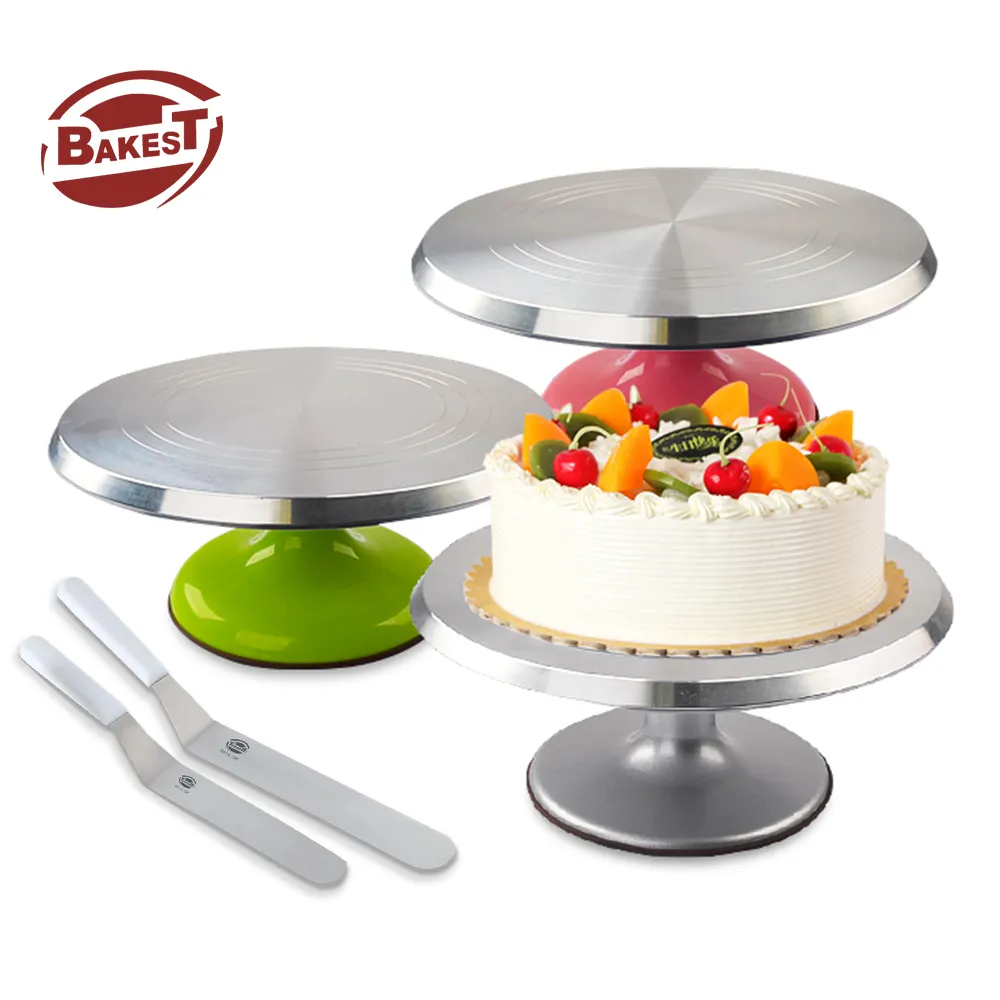 BAKEST Hochwertiges Backwerk zeug liefert Metall Aluminium legierung Kuchen Plattenspieler Kuchen Rotierender Dekorations ständer Set für Kuchen