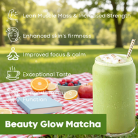 Capsules de Matcha OEM Reishi Collagen Latte, Matcha de qualité cérémonielle 5A, favorisent la santé de la peau, des cheveux et des ongles.