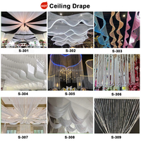 Rideaux en tissu en forme de S modernes, lumières LED à bande, draperies de plafond en tissu filet, rideaux de plafond en spirale pour la décoration d'événements