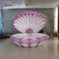 Coquille géante gonflable pour décoration de scène de fête et de concert, avec éclairage LED, coquille de mer gonflable, coquille de palourde