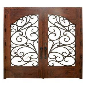 Portes d'entrée de jardin en bois et fer forgé de style Art déco avec motifs en verre - Product Image 4