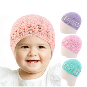 قبعة أطفال من القطن الكوفي للبيع بالجملة قبعة كلاسيكية كروشيه مصنوعة يدويًا من الكروشيه للفتيات قبعات أطفال - Product Image 3