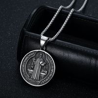 Medallón Religioso Católico de San Benito, Joyería de Acero Inoxidable 316, Chapado en Oro de 18K, Collares con Colgante de Joyería Fina para Hombre 2024
