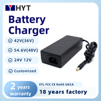 Chargeur de batterie Li-ion Hua Yi Teng 54.6V 48V 2A 3A en gros, personnalisé pour scooter 48V, mobilité, vélo électrique 13S OTP Short