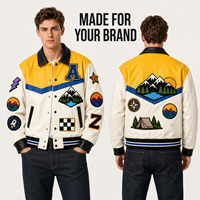 Veste universitaire en laine et cuir personnalisée pour hommes, color block, multi-patchs, style Letterman, Bomber, logo personnalisé, fabricant de marque privée