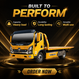 JIUBANG 6TON Nouveau Camion de <span class=keywords><strong>Remorquage</strong></span> Diesel à Transmission Manuelle avec Treuil Arrière et Plateforme Plate à Plateaux Coulissants, Origine Hubei - Product Image 1