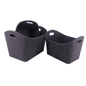 <strong>Large</strong> Rectangle Felt Handmade Eco-Friendly Storage <strong>Basket</strong> with Two Recessed Grips for Home Use As Fireplace Firewood <strong>Log</strong> <strong>Baskets</strong> - Product Image 1