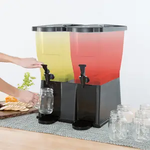 Drink Beverage Dispenser Wholesale OEM Commercial Fashion Plastic PP PC Clear Juice Drink Beverage Double Dispenser