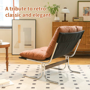 Leather Armchair Modern Accent <b>Chair</b> High Back Living Room <b>Chairs</b> Metal Legs Soft <b>Padded</b> Tufted Design for Home Office Bedroom - Product Image 6