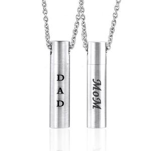 Collier pendentif personnalisé en acier inoxydable pour cendres, capsule funéraire commémorative, chaîne vintage en argent - Product Image 1