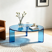 Table basse ronde en acrylique transparente orange de 80 cm pour salon, appartement, décoration de maison moderne, design robuste à 3 pieds