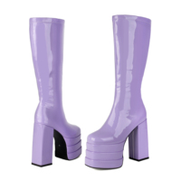 WETKISS Grande taille 46 talon épais violet bottes extensibles trois couches plate-forme bottes Sexy dame genou bottes hautes femmes chaussures Vente en gros